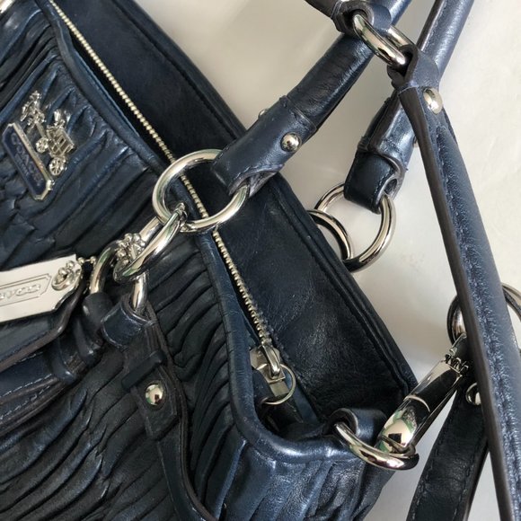 COACH "Madison Gathered" Pleated Leather Carry All Rare Midnight Color NWT - Picture 11 of 12